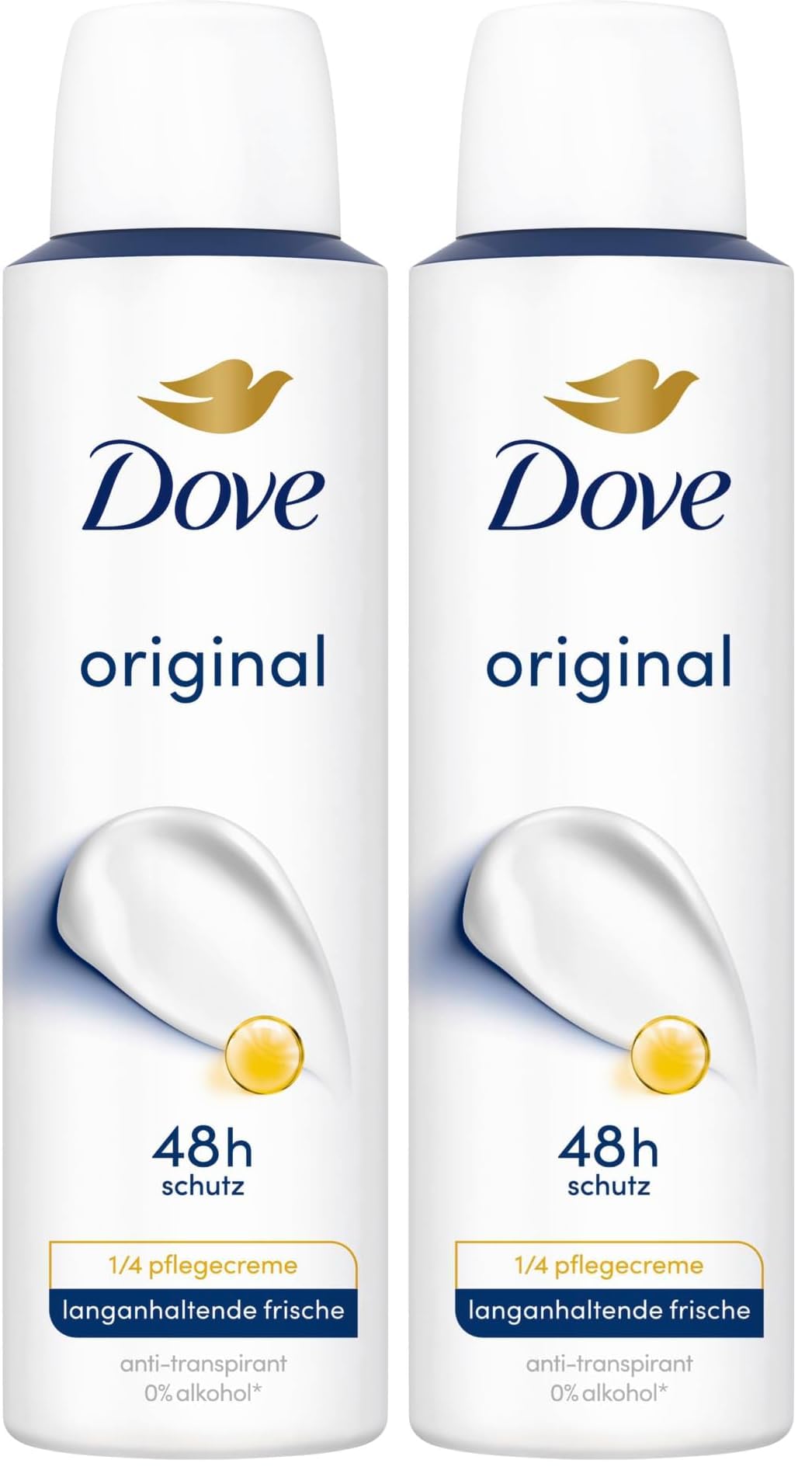 Dove Deo-Spray Original Deodorant schützt bis zu 48 Stunden vor Achselnässe und Körpergeruch 150 ml (Packung mit 2)