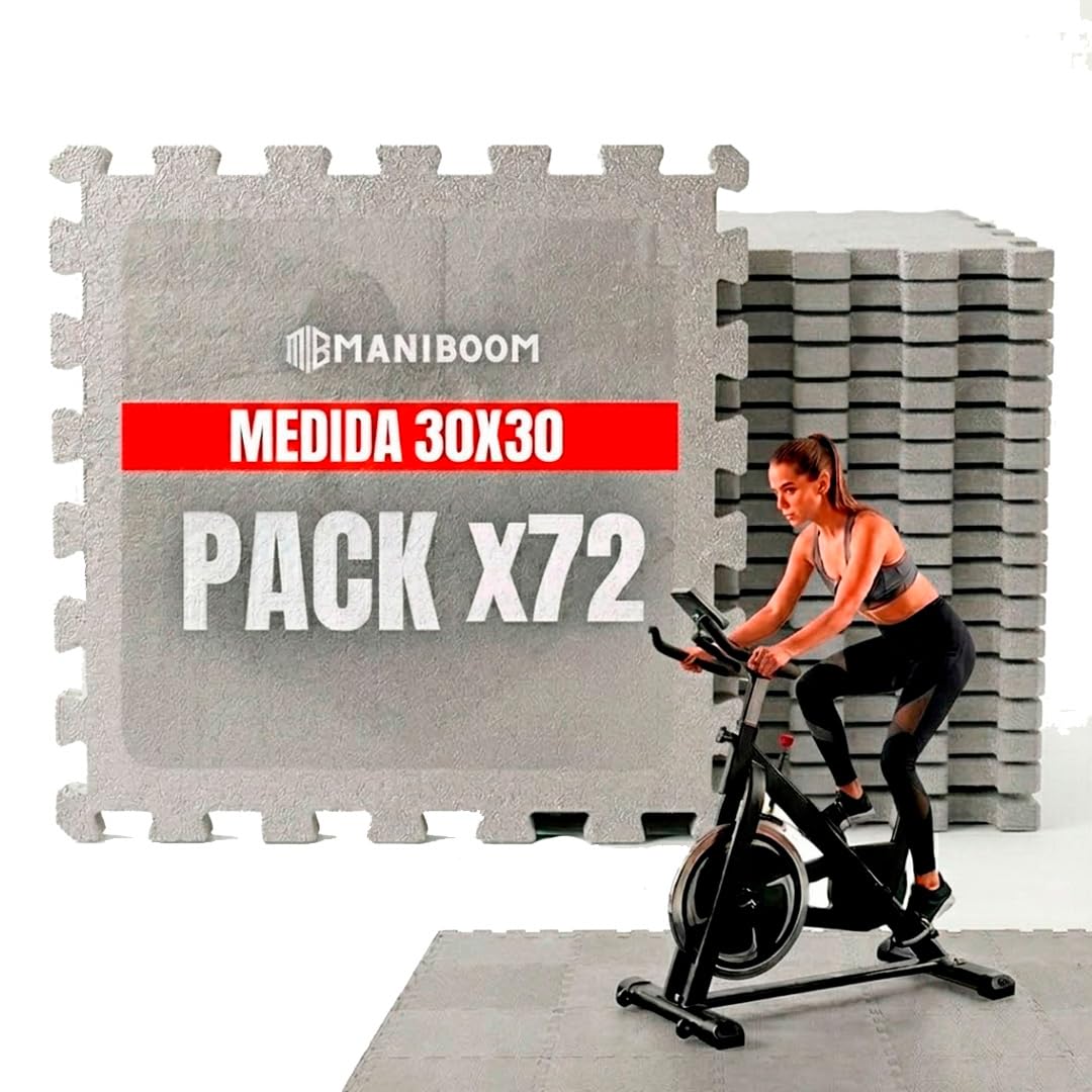 ManiBoom Suelo Gimnasio Acolchado Grueso de Goma Eva Fácil de Limpiar【30x30x1 cm】- Alfombra Gym Crossfit y Ejercicios en Casa - Esterilla Fitness Puzzle de Goma - Tatami Mat