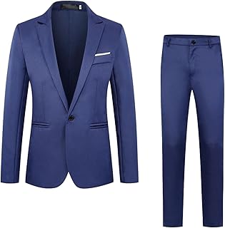 Traje para hombre de 2 piezas, corte ajustado, blazer y pantalón, color sólido, para negocios, bodas, modernos, pantalones de traje, transpirables, modernos, bodas, fiestas, etc