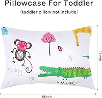 Vista 3 de Fundas de almohada Safari para niños pequeños, paquete de 2 fundas de almohada para almohadas de 13 x 18 o 12 x 16 pulgadas para niños, funda
