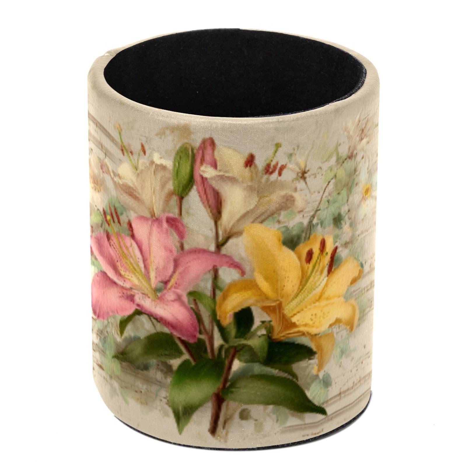 FWJZDSP Watercolor Lily Pencil Cup Pen Organizer Makeup Brush Holder for Office Home Countertop Desk Accessory Storage