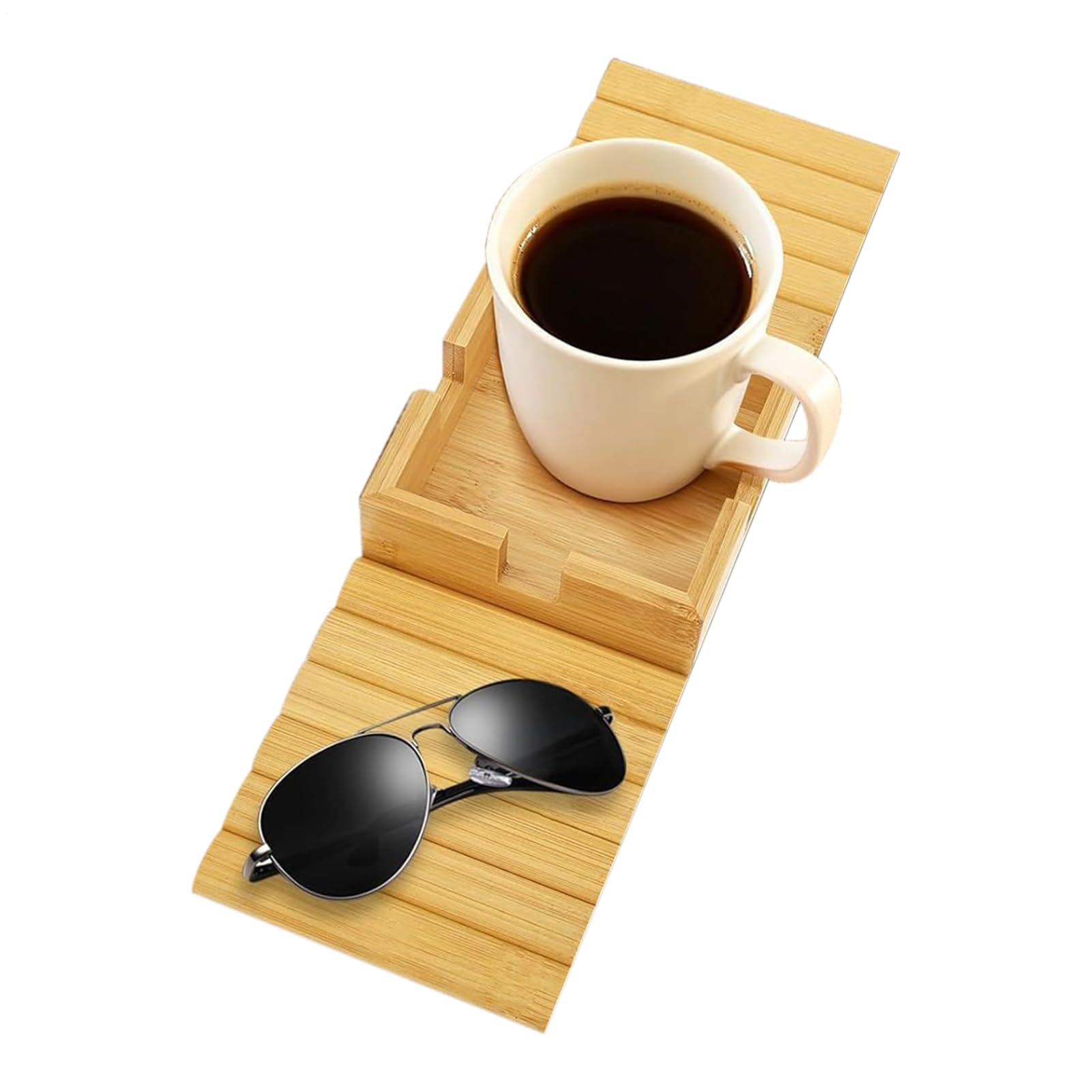 Bandeja para reposabrazos de sofá con diseño que ahorra espacio y soporte plegable de 35,5x11 cm