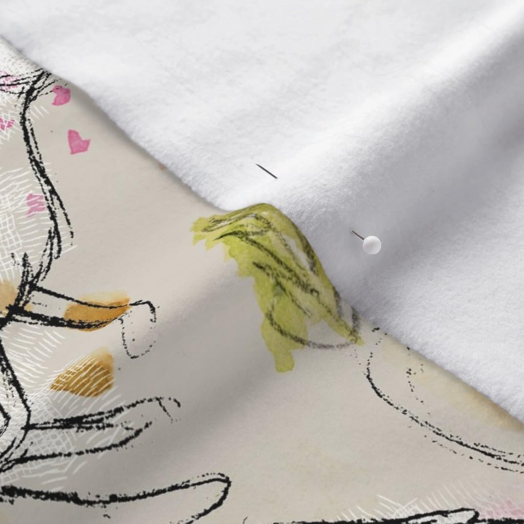 Spoonflower Fabric - Tortoise Turtle Watercolor Rabbit Hare Desert and The Pen Ink Autumn Printed on Polartec(R) Fleece Fabric by The Yard - Sewing Blankets Loungewear and No-Sew