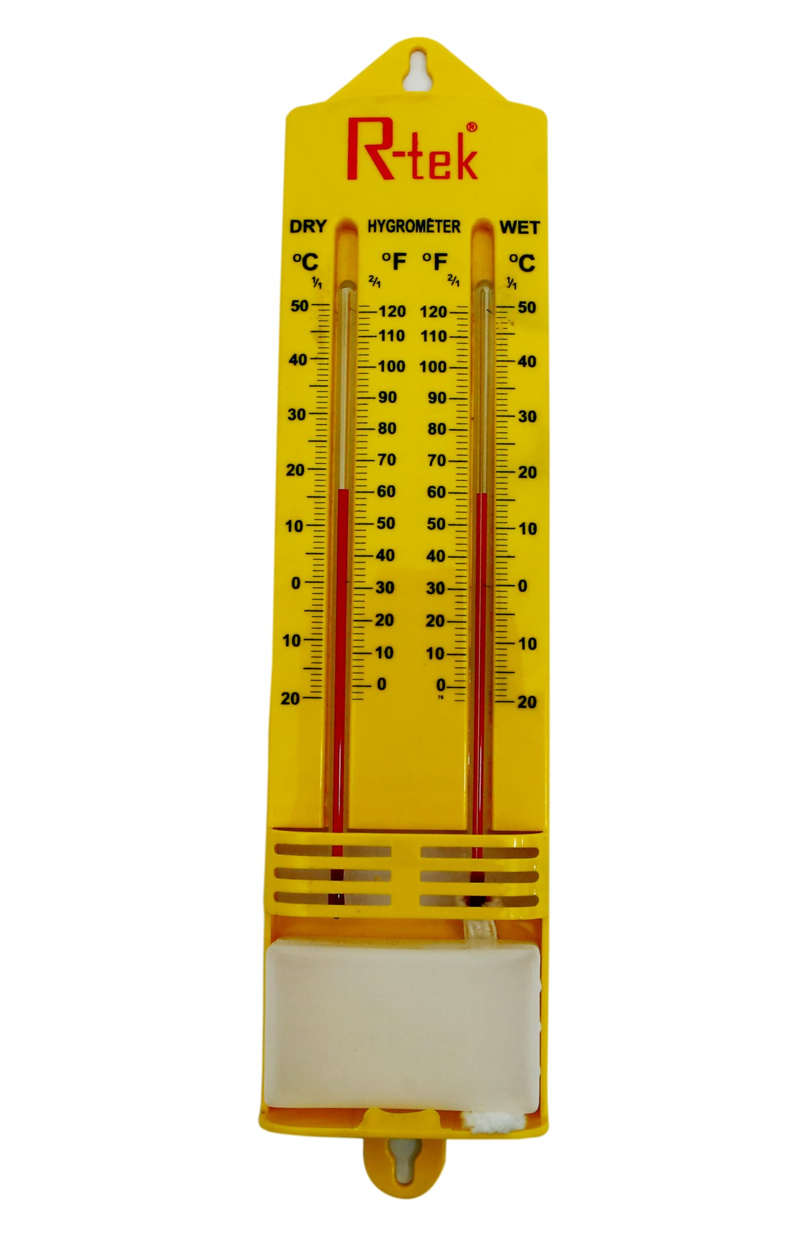R-TEK Dry & Wet Bulb Thermometer Hygrometer — Wall-Mount Analog/Digital Temperature & Humidity Meter for Home, Warehouse & Lab — Easy-Read Scale, Durable Plastic Body (RT-084)