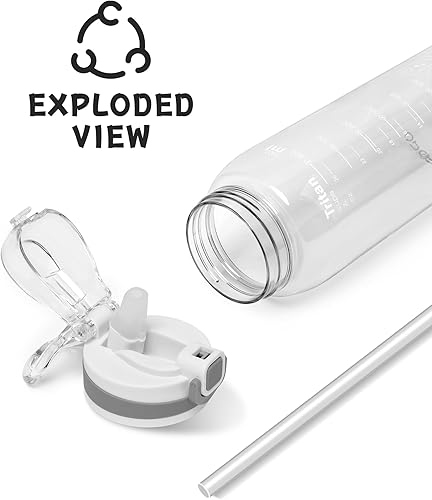 Miniatura 6 de Opard - Botella de agua deportiva de 3032 onzas, con tapa a prueba de fugas y pajilla, sin bisfenol A (BPA), botella de plástico de tritán