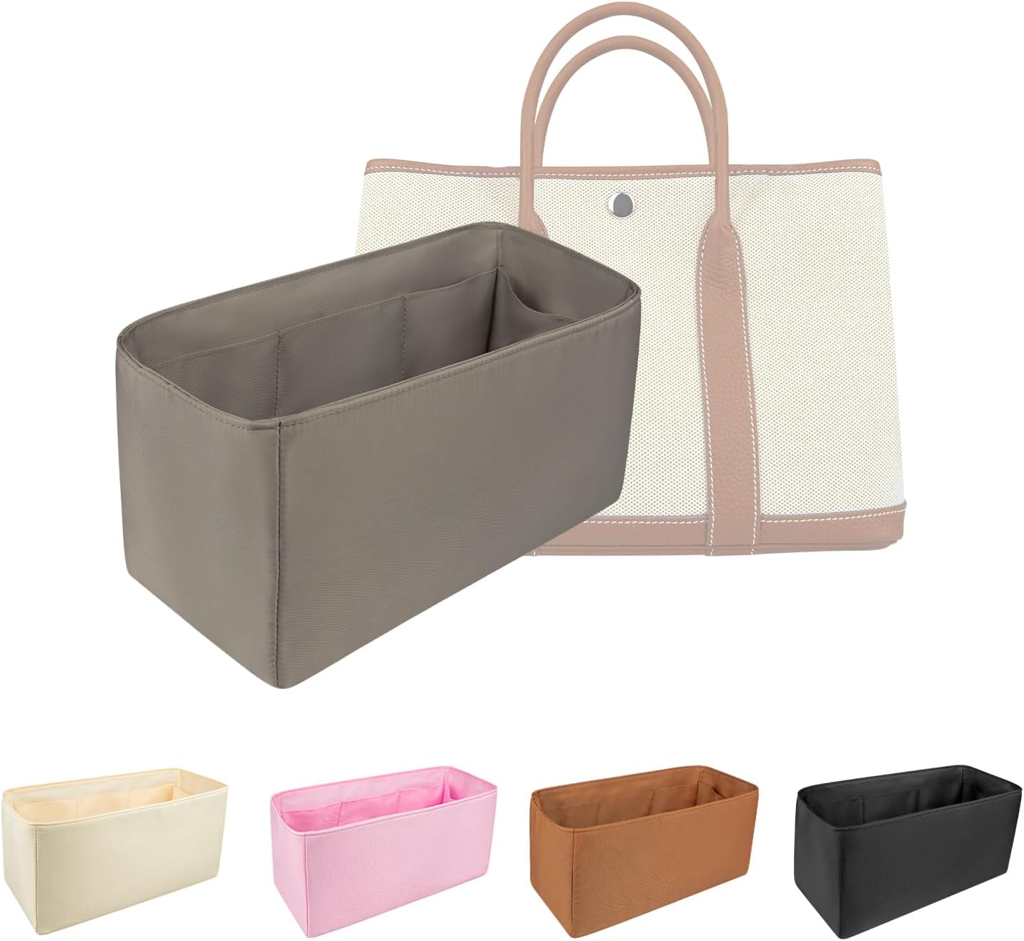 Organizer Insert for Garden Party 23/26/30/36, Nylon Inner Bag Organiser(Size: GP36, Color: Craie)