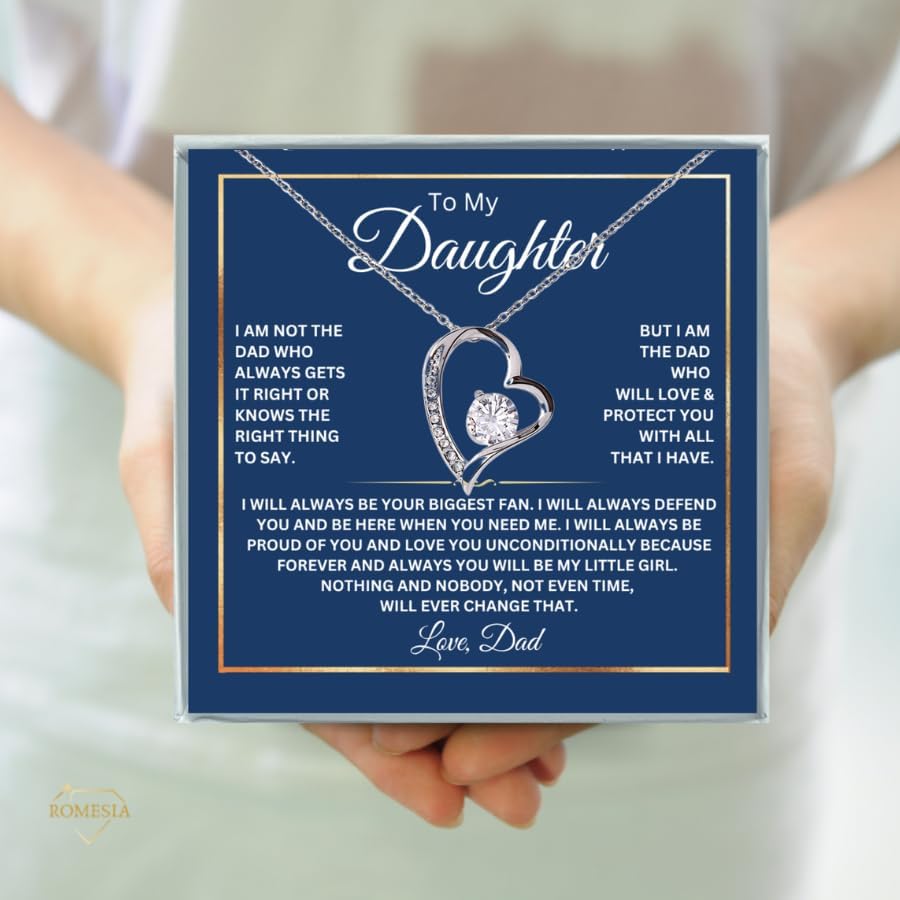 To My Daughter Necklace From Dad With Heartfelt Message, Daughter Birthday Present From Dad, Jewelry Gifts For Graduation for Her From Mom or Daddy, 14K Pendant - Image 9
