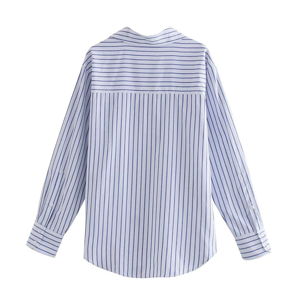 Lockeres Damenhemd,Damen Satin Bluse Hemd Blau Gestreiftes Hemd Langarm Vintage Mode Seidenhemden Business Hemd Mit Knopf Sexy Party Tops Lässige Arbeit Büro Bluse Für Mädchen Damen