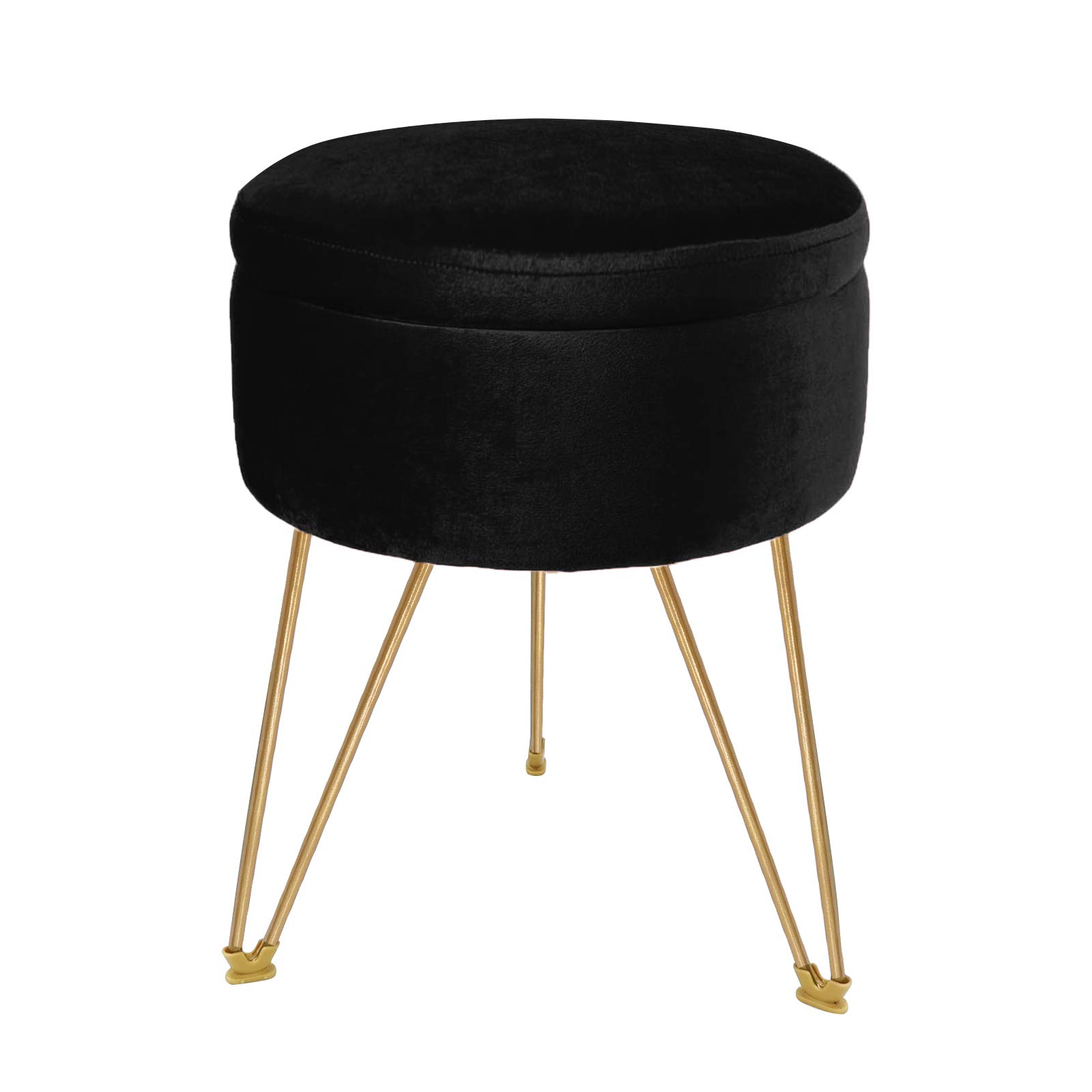 Buy OBABA Round Storage Ottoman Vanity Stool,Velvet Footrest Chair with Removable Tray Top