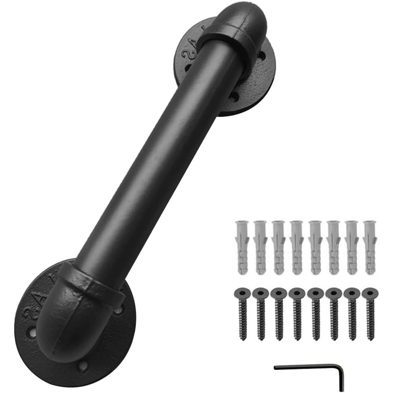 Rampe d'escalier design noir mat de 330cm avec supports métalliques