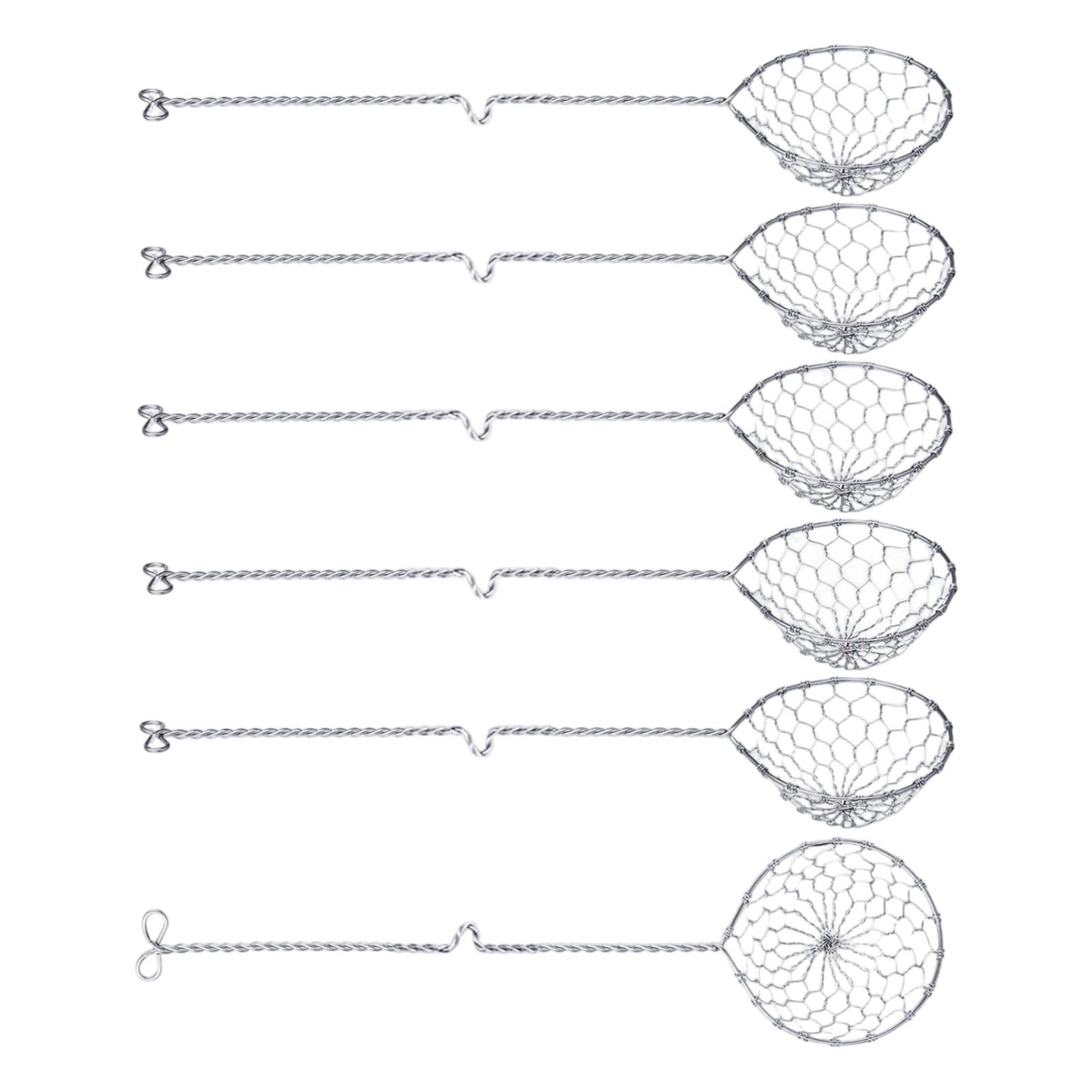 Lerpwige Pack of 6 Sturdy Nonslip Kitchen Scoops with Nonrust Steel Construction and Built in Hook for Food Filtering