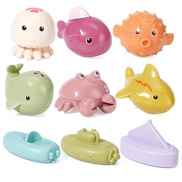 Baby Bath Toys 9 Pack Mold Free Bath Toys with Sealed No Holes Design Soft Easy Grip Floatable