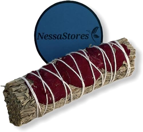 NESSASTORES - Paquete de incienso azul salvia + pétalos de rosa rojos, paquete de 4 pulgadas #JC-188 (100 piezas)
