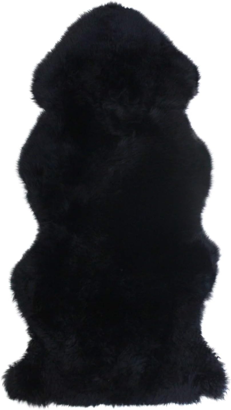 ムートンラグ 天然 オーストラリア産 長毛 1.5匹物 ラグ ブラック 60×125cm 洗える 日本製 NF0015BK