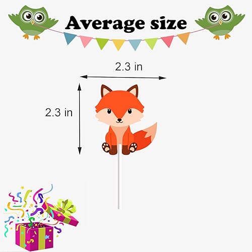 Miniatura 6 de 18 adornos para cupcakes de zorro para niños y niñas, decoración de pasteles de bosque para baby shower, decoración de cupcakes de animales del