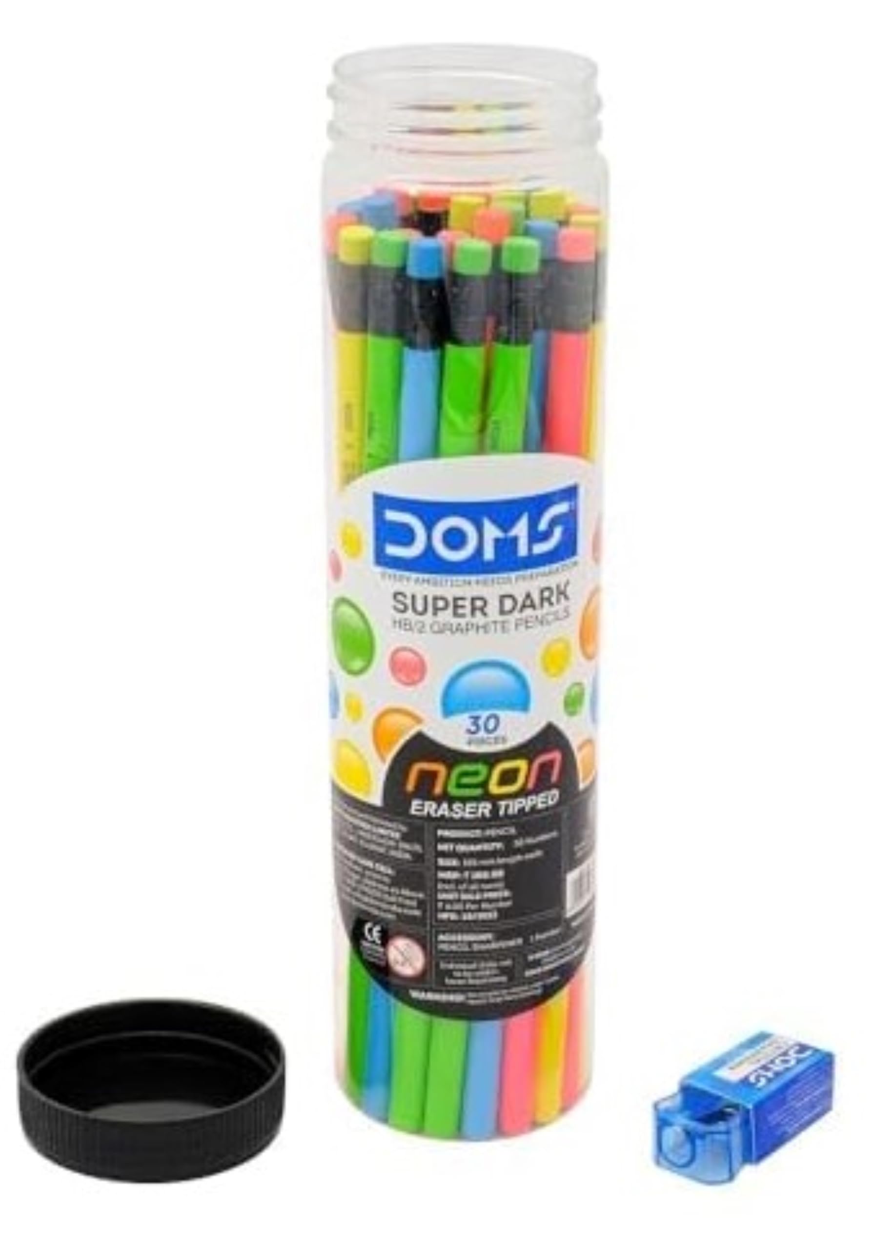 Doms Neon Graphite Pencils - 30 Pack with Accessories -3 Doms Neon Graphite Pencils - 30 Pack with Accessories -3