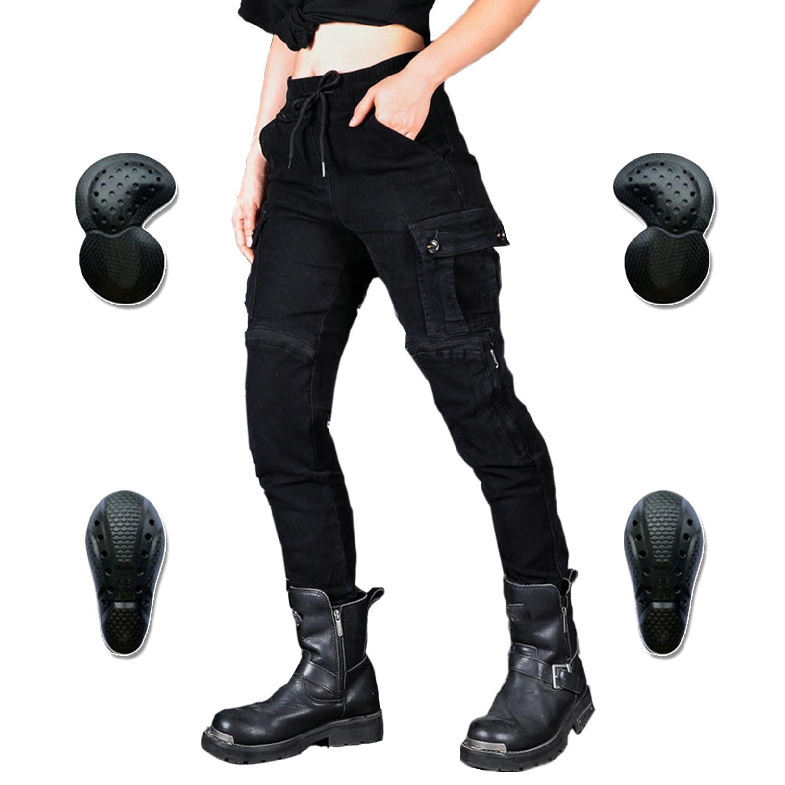 Damen-Motorradhose, Motorrad-Jeans, Verbessertes Gewebe Mit Knie- Und Hüftschutz, Motorrad-Jeans-Schutzhose, Motorradjeans Schutzhose Biker Pants (XL)