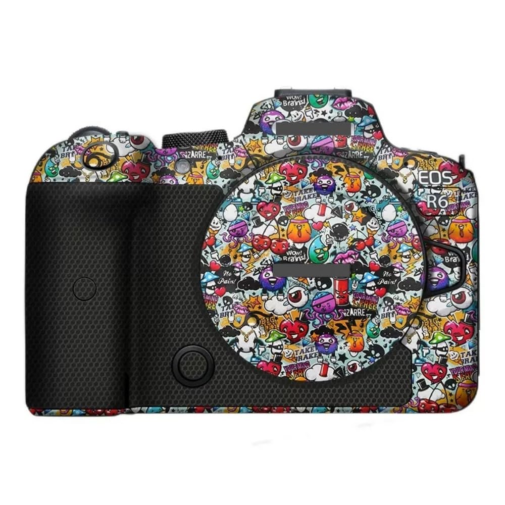 Camera R6 Skin for Canon EOS R6 EOSR6 Anti-Scratch Vinyl Wrap Cartoon Film Body Protector Coat Photography Accessories Sticker (Graffiti White)