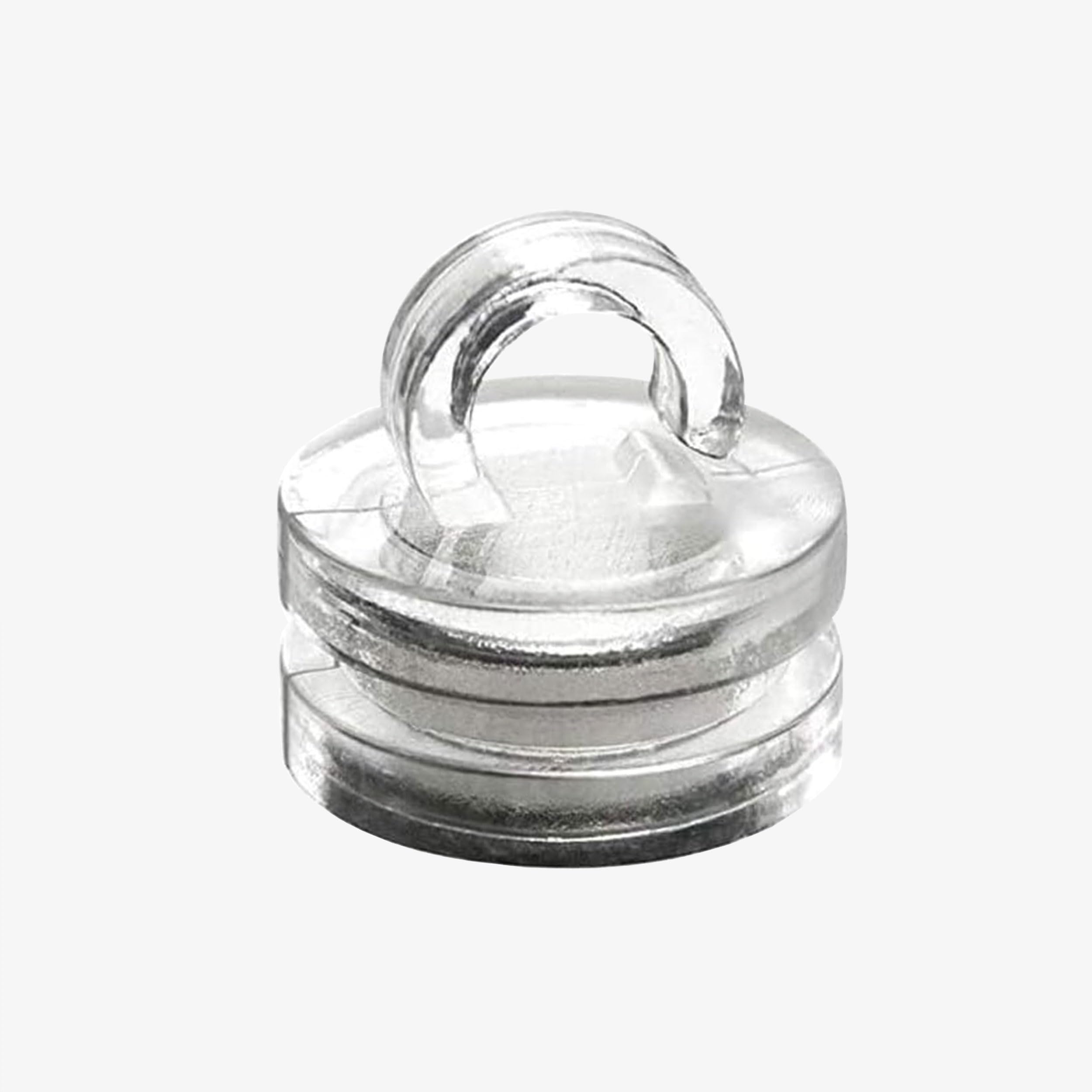 Hooklift Magnetic Hooks Transparent Pack of 10 - Strong Neodymium Power for Flexible Mounting (Diameter 16 mm, 2 kg Load Capacity)