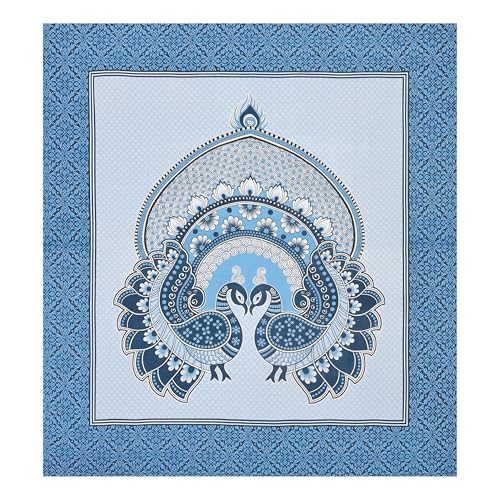 Image of Rajasthani Jaipuri Sanganeri Printed 144 TC 100% Cotton Bed Sheet Set for Double Bed,Double Peacock Pattern, Double Bedsheet Cotton with 2 Pillow Covers