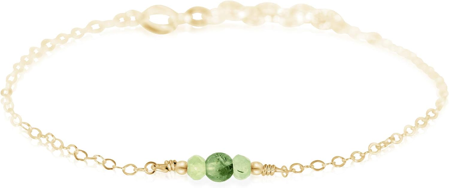 Luna Tide Prehnite Dainty Anklet in 14k Gold Fill