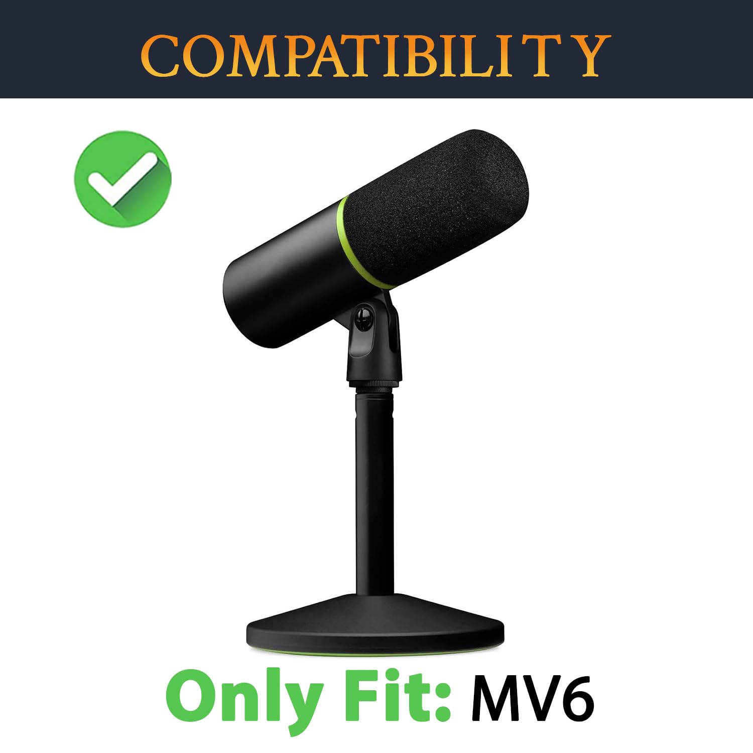 SOULWIT 2Pcs Pop Filter for Shure MV6 Microphone - Black
