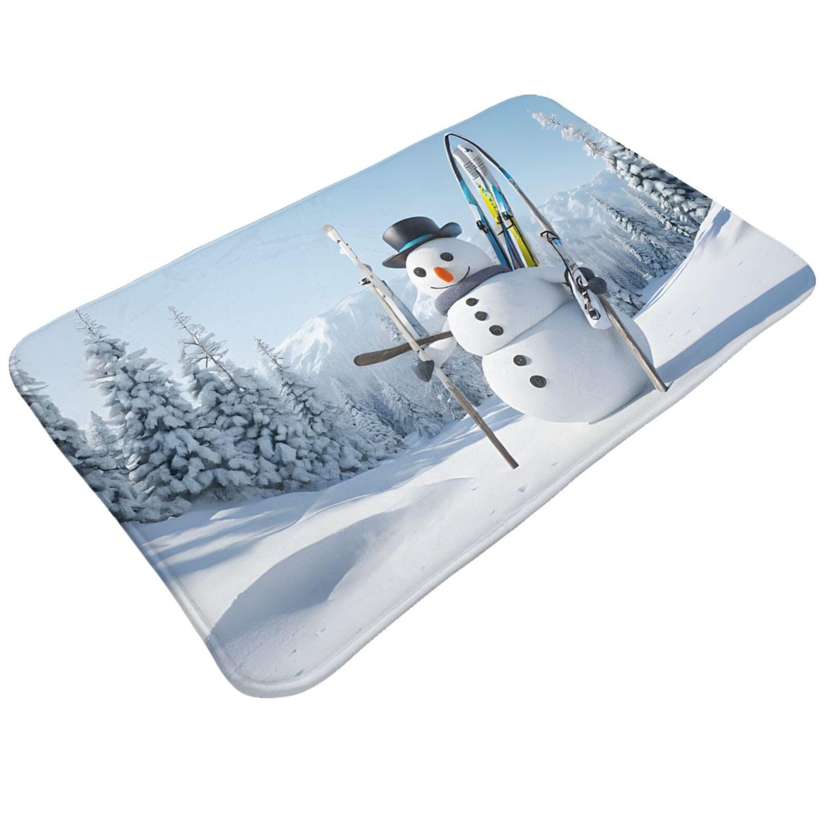 Hardworking Snowman Print Living Room Bathroom Kitchen Anti Slip and Absorbent Carpet, Indoor Entrance Door Muddy Floor Mat, Ultra Soft Washable Carpet 21x31.5 Inches