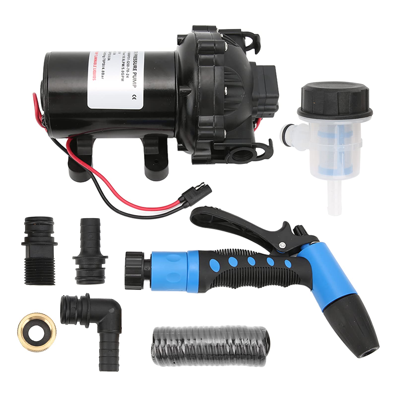 Keenso Pompa do Mycia Pokładu 24 V, 5,0 GPM, 70 PSI, Głowica o Wysokości 137,8 Stopy, Wielopoziomowa Ochrona Przed korozją, z funkcją Samozasysania i Gumowymi Nóżkami Montażowymi, do