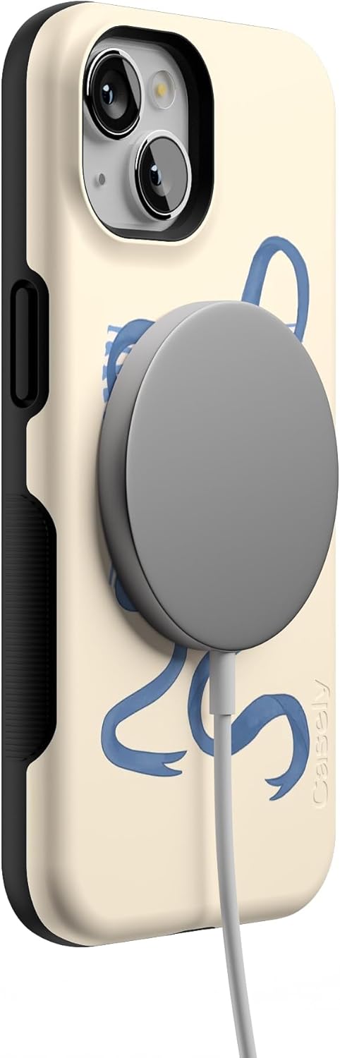 Casely iPhone 13 Case | Heartstrings | Blue Bow | Bold Protective Design | Compatible with MagSafe