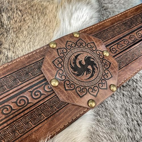 HiiFeuer Viking Wide Belt, Medieval Faux Leather Armor Belt, Knight Corset Belt, LARP Halloween Costume4