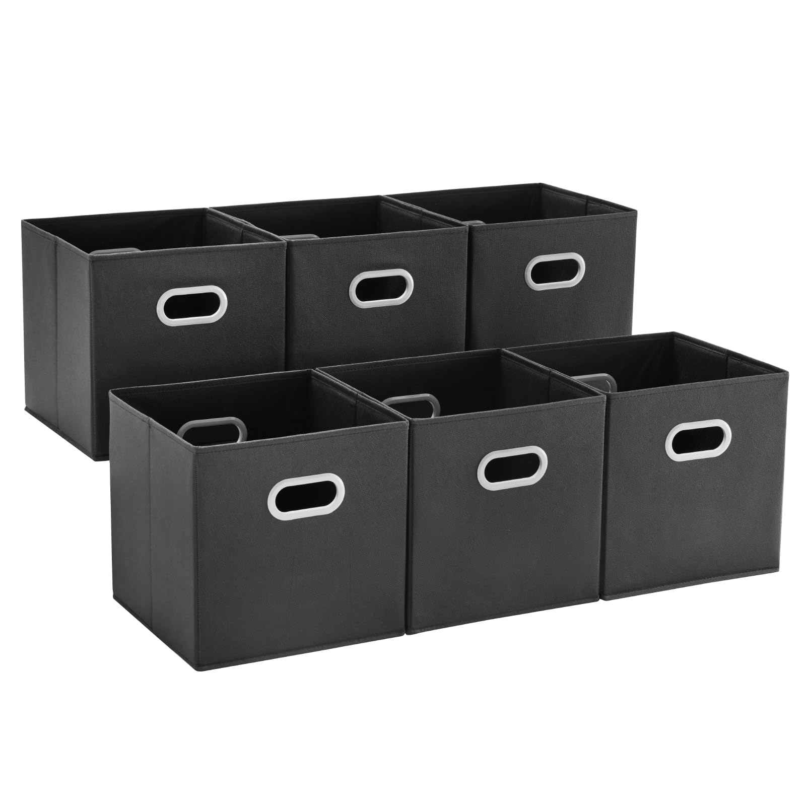 MAX Houser Fabric Storage Bins Cubes Baskets Containers with Dual Plastic Handles for Home Closet Bedroom Drawers Organizers (Black)