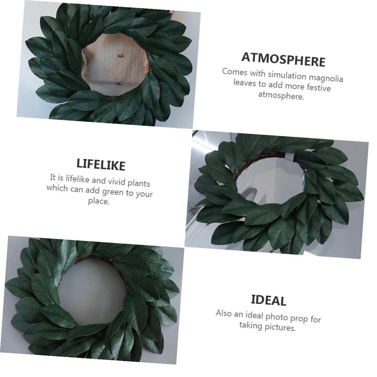 Levemolo Realistischer Magnolienkranz aus Kunststoff und Rattan Handgefertigter Türkranz für Wanddekoration und Festliche Atmosphäre im Frühling und Sommer