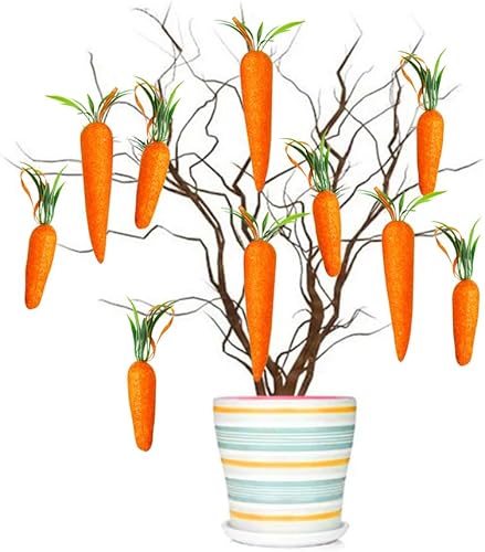 Miniatura 6 de 20 piezas de mini adornos colgantes de zanahoria de Pascua, interesantes colgantes de árbol de zanahoria de Pascua, decoraciones de primavera para