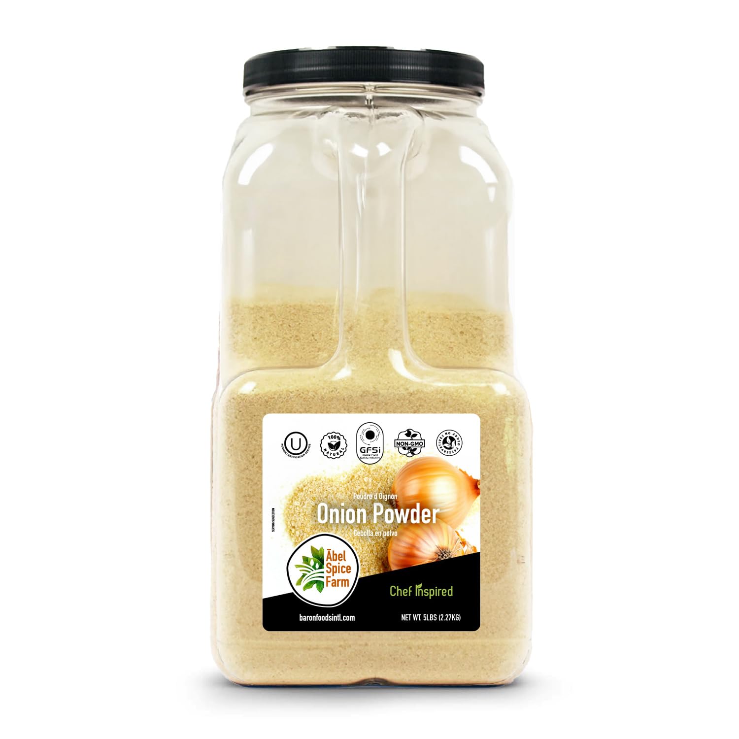 Abel Spice Farm Onion Powder - 5 Lb Bulk Pack - Premium, 100% Natural, Kosher-Certified, Non-GMO, Finely Ground Onion Powder for Chefs, Restaurants, and Culinary