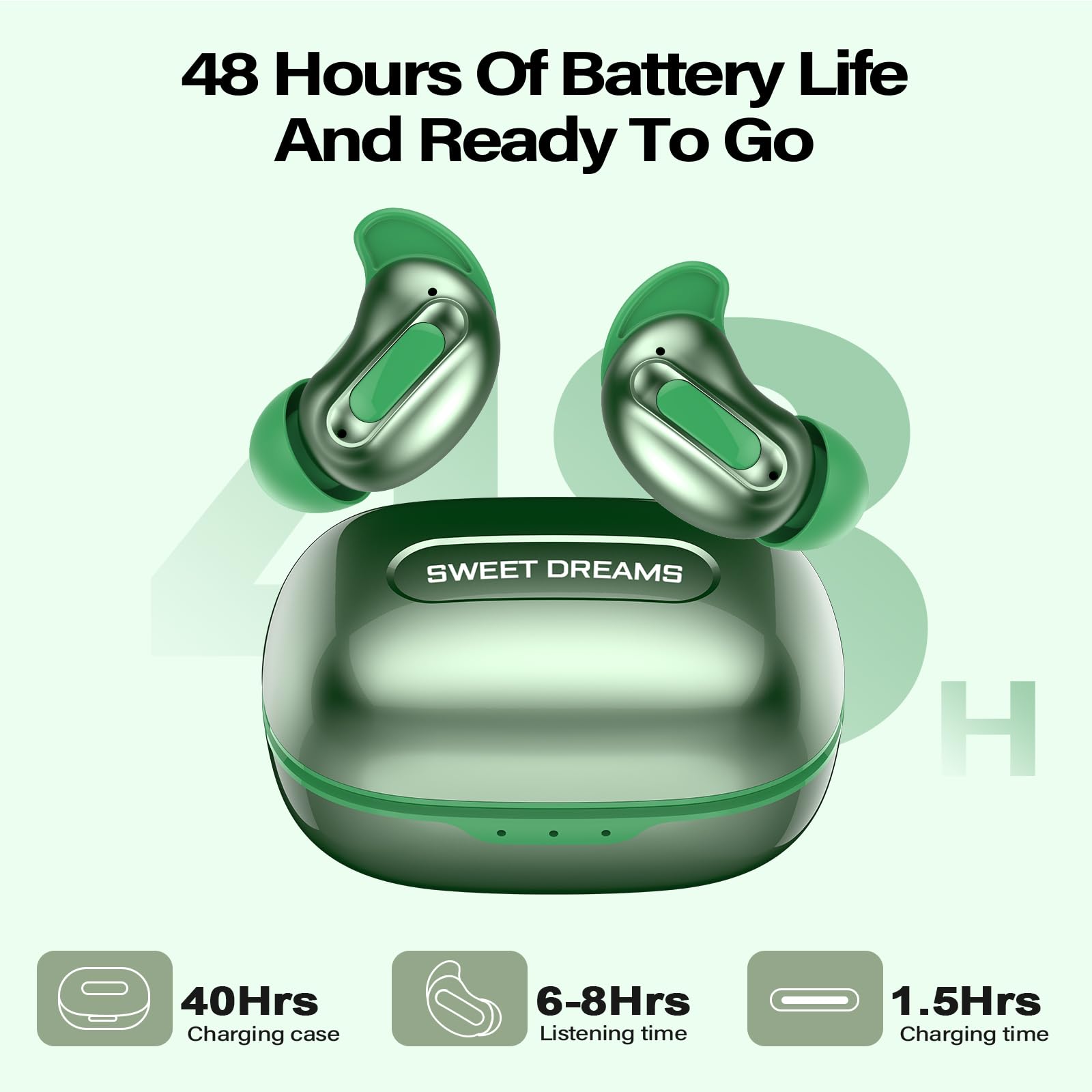 Sleep Earbuds, Mini ANC Wireless Earbuds in Ear, Bluetooth 5.4 Sleep Headphones Design for Side Sleeper, 48H Bass Stereo Earp — view 7