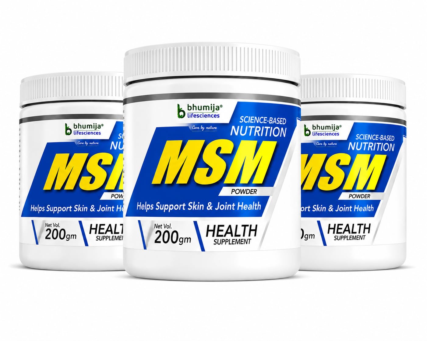 Bhumija Lifescience MSM Powder, For Beauty,Bone & Joint Health 200gm. Pack of Three-image-48