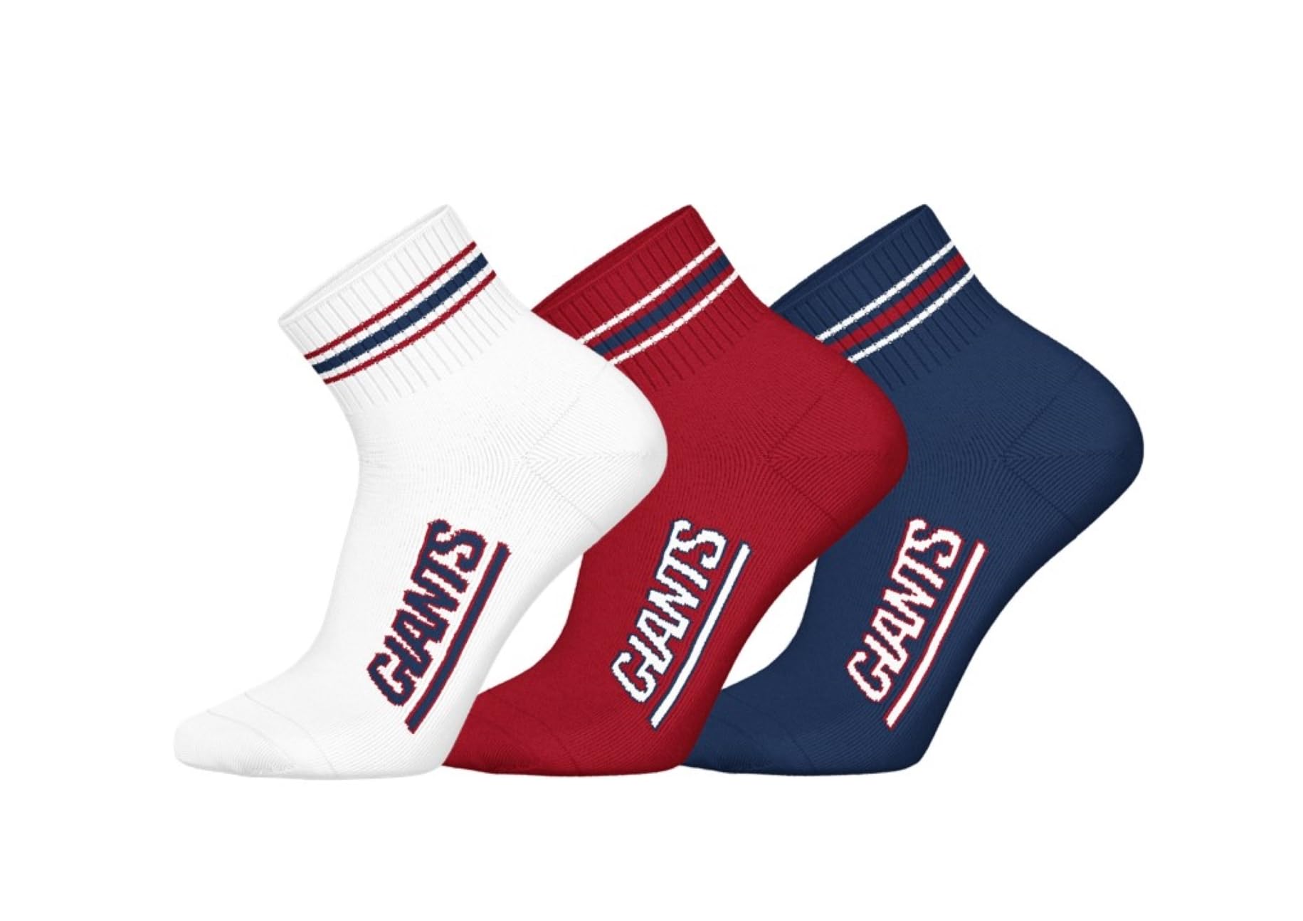 NFL Unisex Ny Giants 3pk Quarter Socks Sport Socks (Pack of 3)