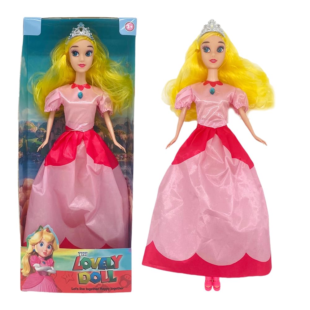 Miotlsy Princess Pink Doll,Pink Princess Doll with an Embroidered Expression and Shimmering Gown, Suitable for All Ages