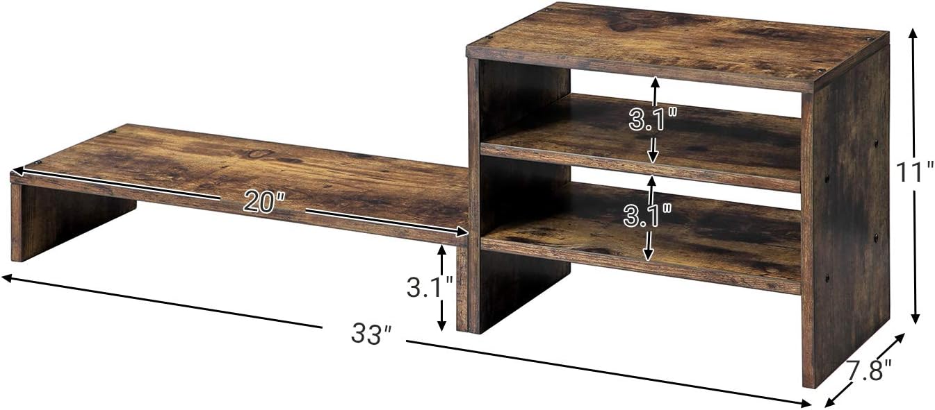Bеѕt Dеаl 🛒 SONGMICS Monitor Stand Riser, Separate Desktop Organizer with Shelves, File Organizer with Storage, for Computer, Folders, Office Accessories, 33 x 7.8 Inches, Rustic Brown ULLD102BY Bеѕt Sеllеr SONGMICS Monitor Stand Riser, Separate Desktop Organizer with Shelves, File Organizer with Storage, for Computer, Folders, Office Accessories, 33 x 7.8 Inches, Rustic Brown ULLD102BY