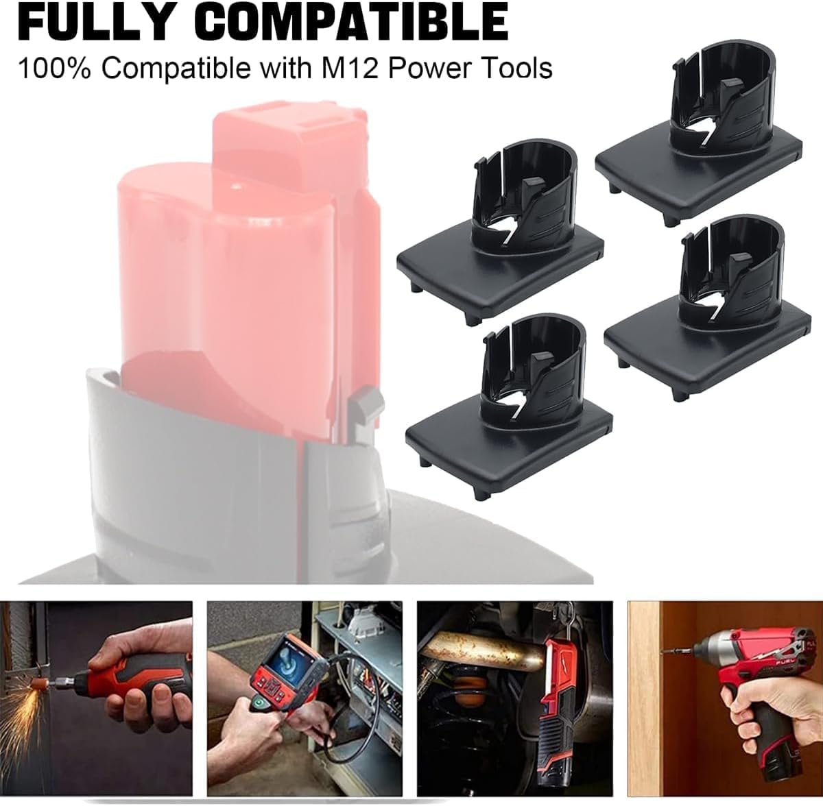 4Pack for M12 Battery Case Replacement M12 Battery Cover M12 Battery Plastic Case Top Shell Compatible with Milwaukee 12V 48-11-2411 M12 Li-ion Battery Shell Housing