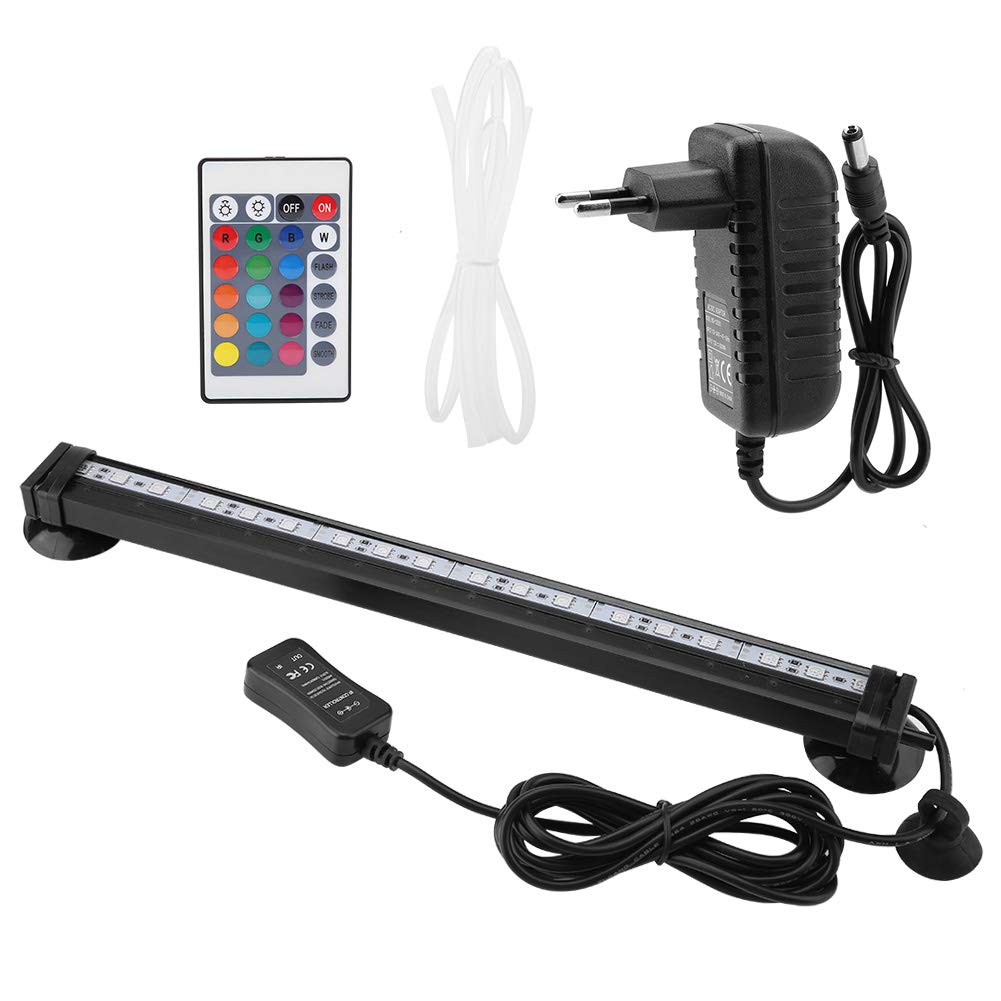 Iluminación para acuario LED acuario luz colorida sumergible luces resistentes al calor control remoto impermeable bajo el agua cristal barra luz para agua salada y agua dulce (MF-21U EU Plug)