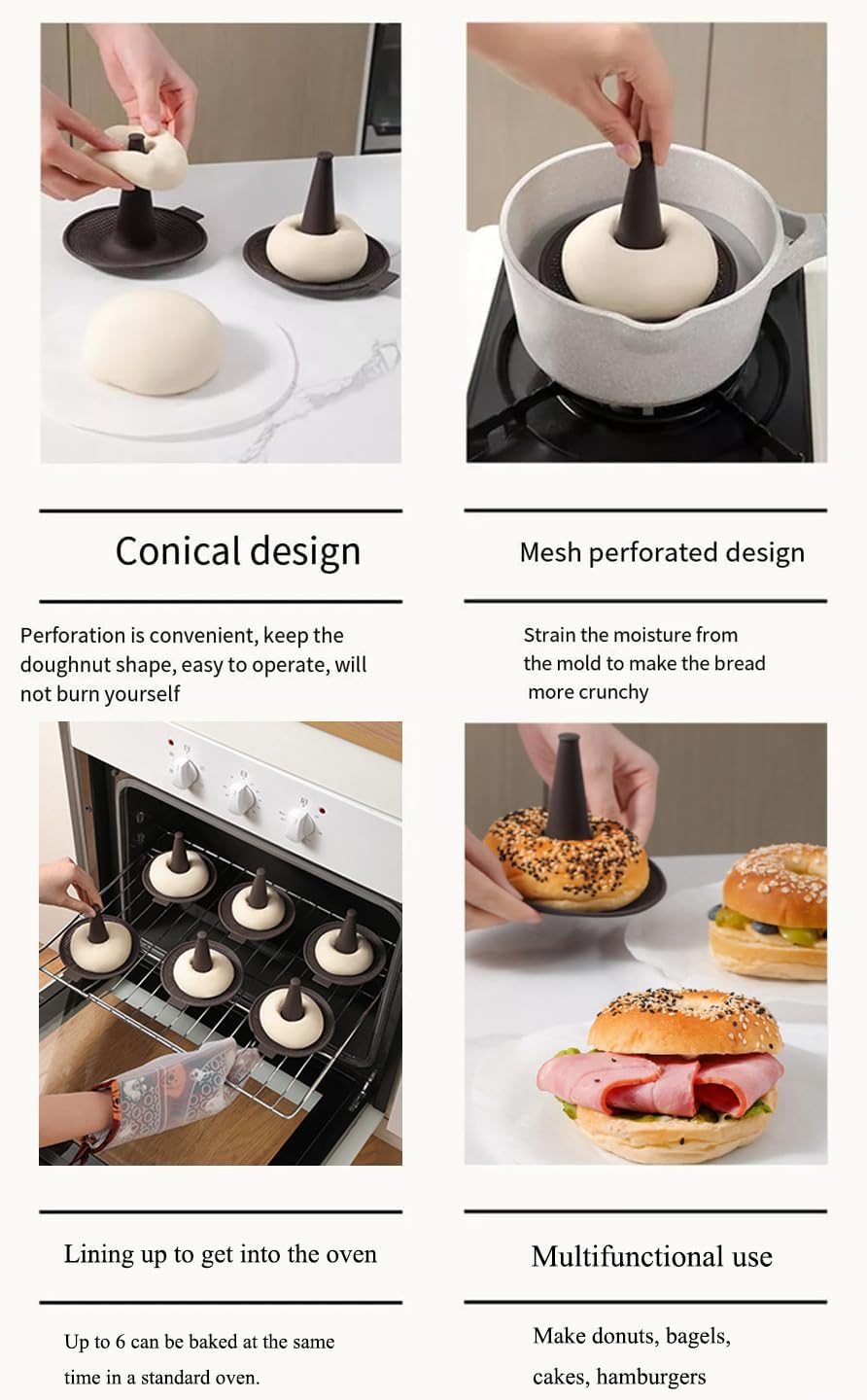 6-Cavity Silicone Donut & Bagel Pan Set, Non-Stick Doughnut Mold for Baking, Homemade Pastry Maker, Easy Clean Oven Safe