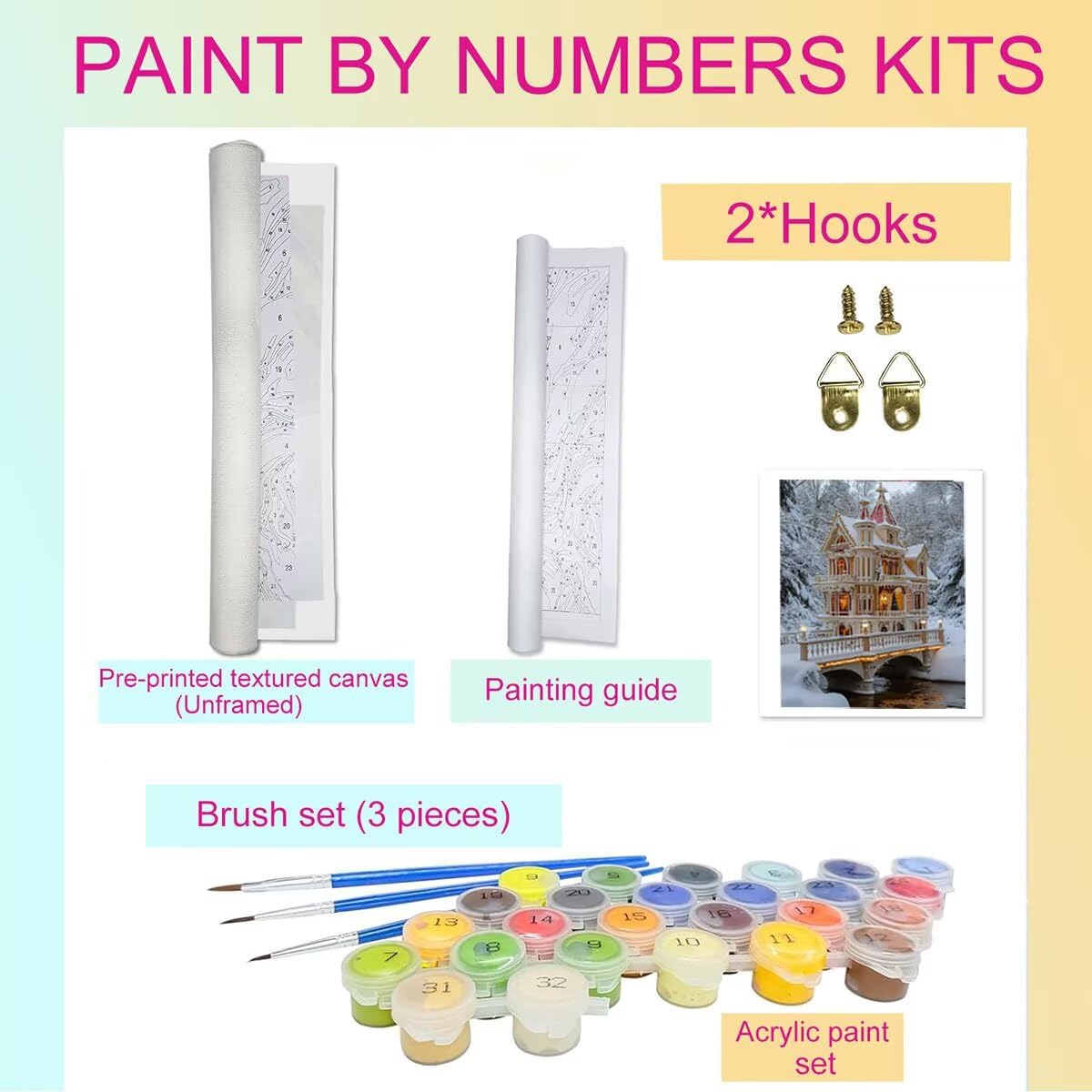 Dipingere con i Numeri Architettura, Paint by Numbers Adulti Ponte, Fai da te Creativi Adulti Quadri da Dipingere Numerati Kit per Decorazione Della Parete di Casa, Regalo 100x135cm Senza Cornice 3B-Q