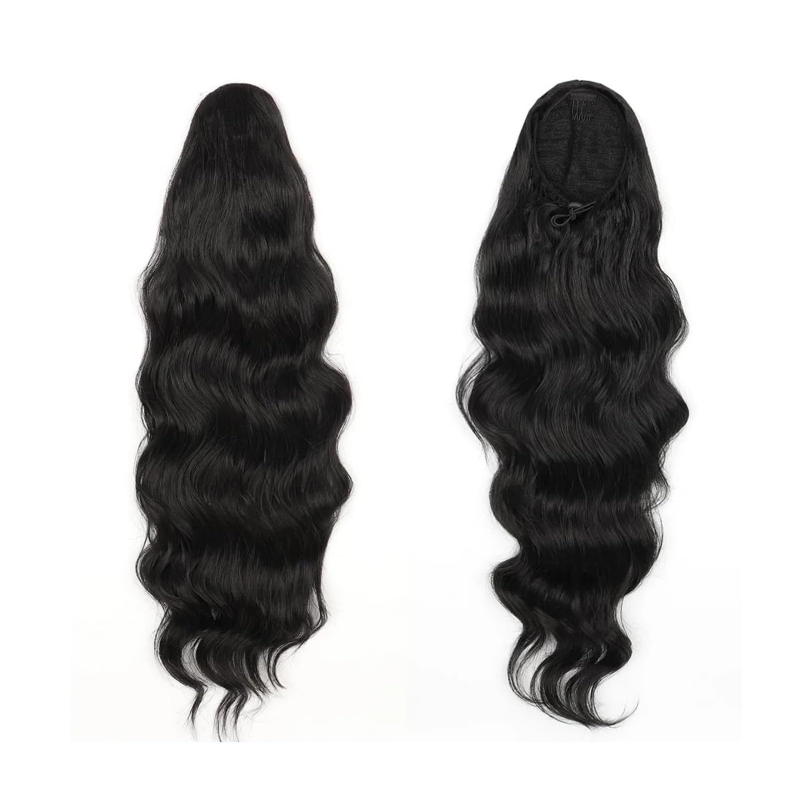 Kobiety Body Wave String Kucyk Natural Black Clip in Human Hair Extensions for Daily Cosplay (12 cali)