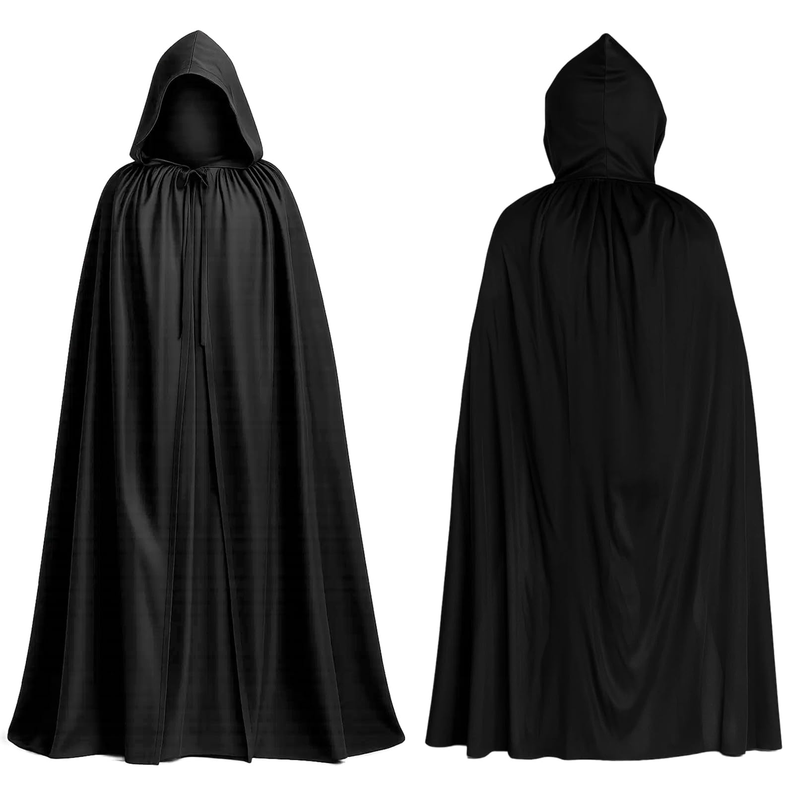 KYEDGC 160CM Black Cloak Ghostface Costume Black Cape Wizard Costume Adult Voldemort Costumes Grim Reaper Vampire Witch Carnival Halloween Adult Wizard Costumes, Suitable for Adults and Teenagers