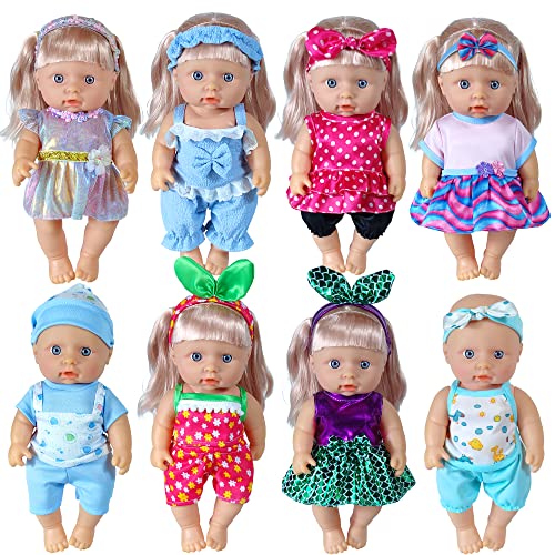 WONDOLL 8-Sets 8-9-inch Doll-Clothes-Accessories Baby-Doll-Clothes Costumes Outfits Christmas Birthday Gift for Little Girl(No Doll)