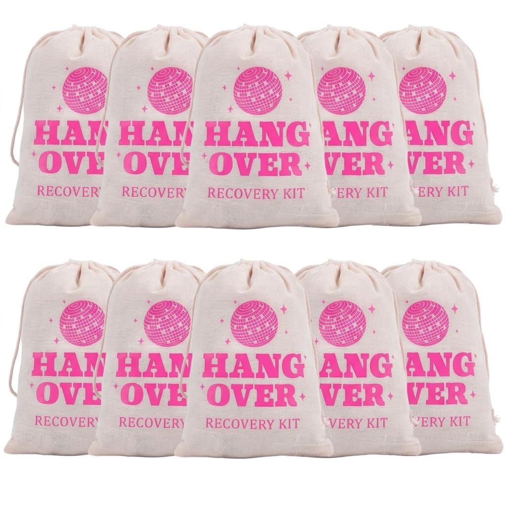 Hen Party Bags Hangover Kit 10 Pack 10x15cm Muslin Favour Pouches