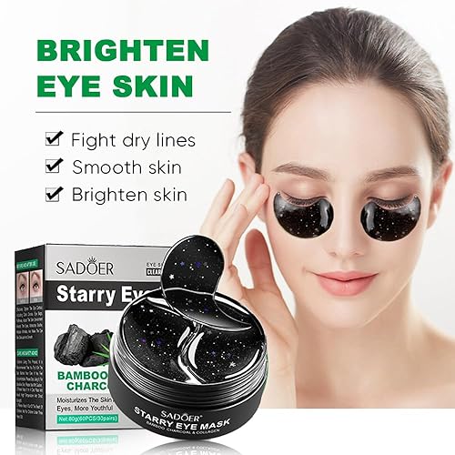 Miniatura 2 de Parches para debajo de los ojos 60 parches de carbón de bambú durante la noche para ojos hinchados y ojeras, reducción de líneas finas y arrugas