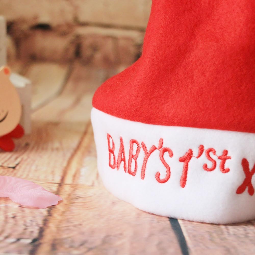 VANTATY Unisex Toddler Baby Santa Hat - Soft Cotton Xmas Beanie Hat For 0-12 Months