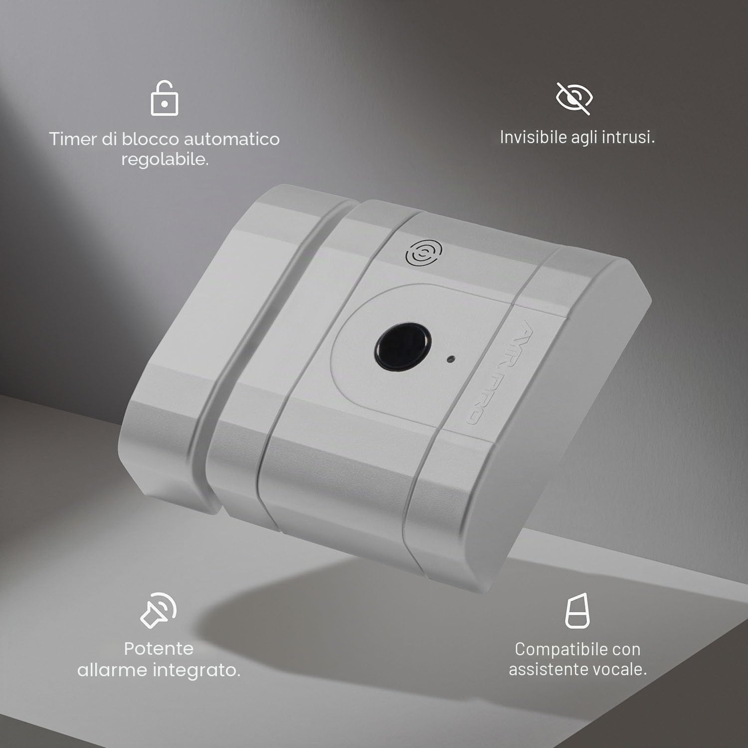 Serratura elettronica invisibile ad alta sicurezza int_LOCK PRO. Finitura bianca opaca.